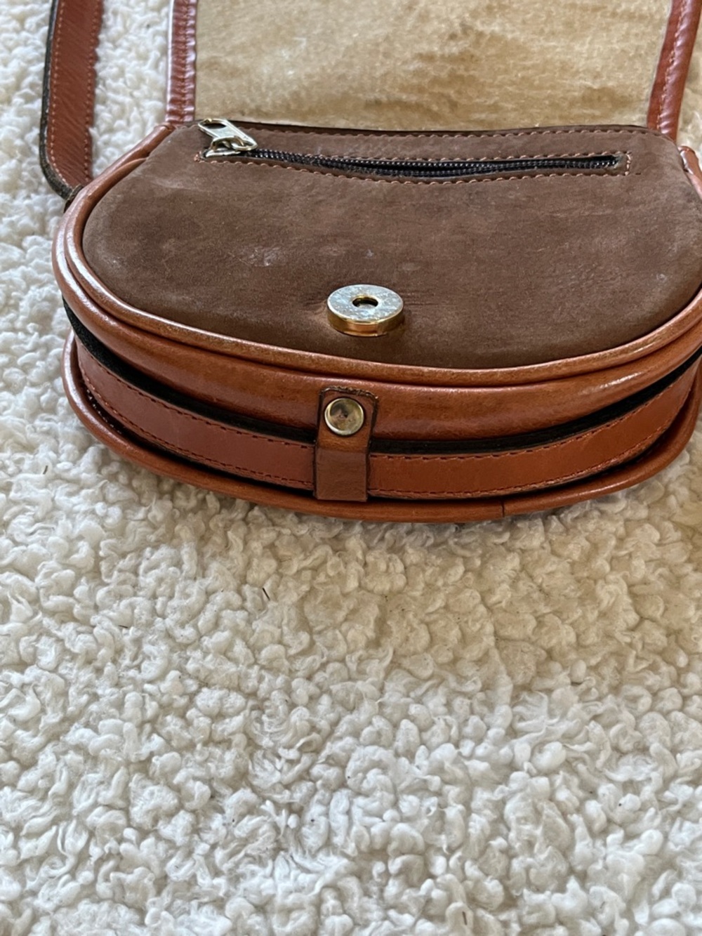 Ralph Lauren Brown and Tan Leather Crossbody Saddle Bag - Picture 4 of 5